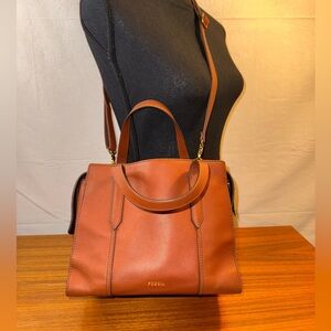 Fossil Brown Leather Tote Bag